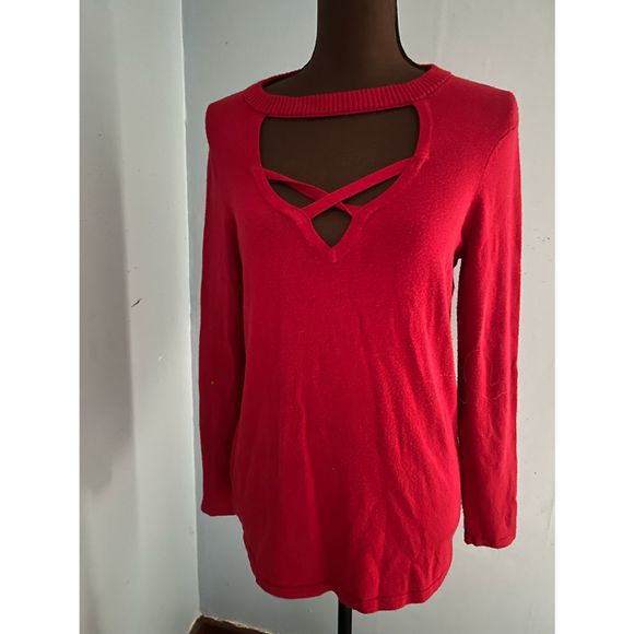 Pre-loved Torrid Red Cage Sweater Size 00 Plus - Picture 5 of 7
